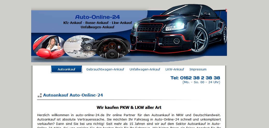 auto online24 webseite - Autoankauf Bocholt  Gebrauchtwagen Unfallwagen