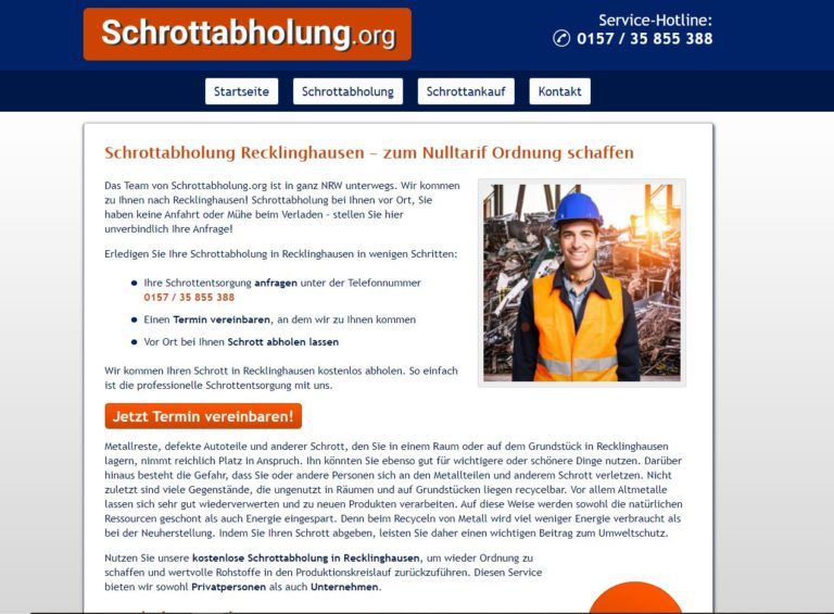 Schrottabholung Recklinghausen – Direkt ohne Zwischenhändler