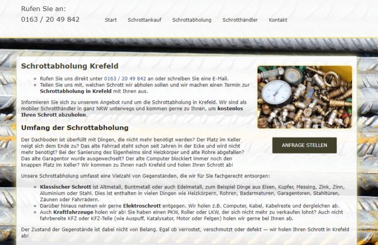 Schrotthandel und Metallhandel in Krefeld und Umland. Wir entsorgen Ihren Schrott – in allen Größenordnungen