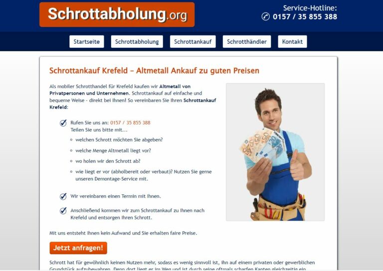 Flexible Schrotthändler in Krefeld holen ihren Schrott und Metall kostenlos ab