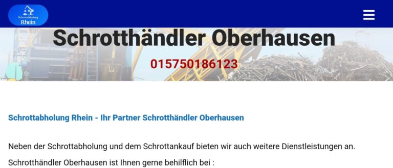 Schrotthändler Oberhausen! Kümmert sich um Ihren Schrott in Oberhausen